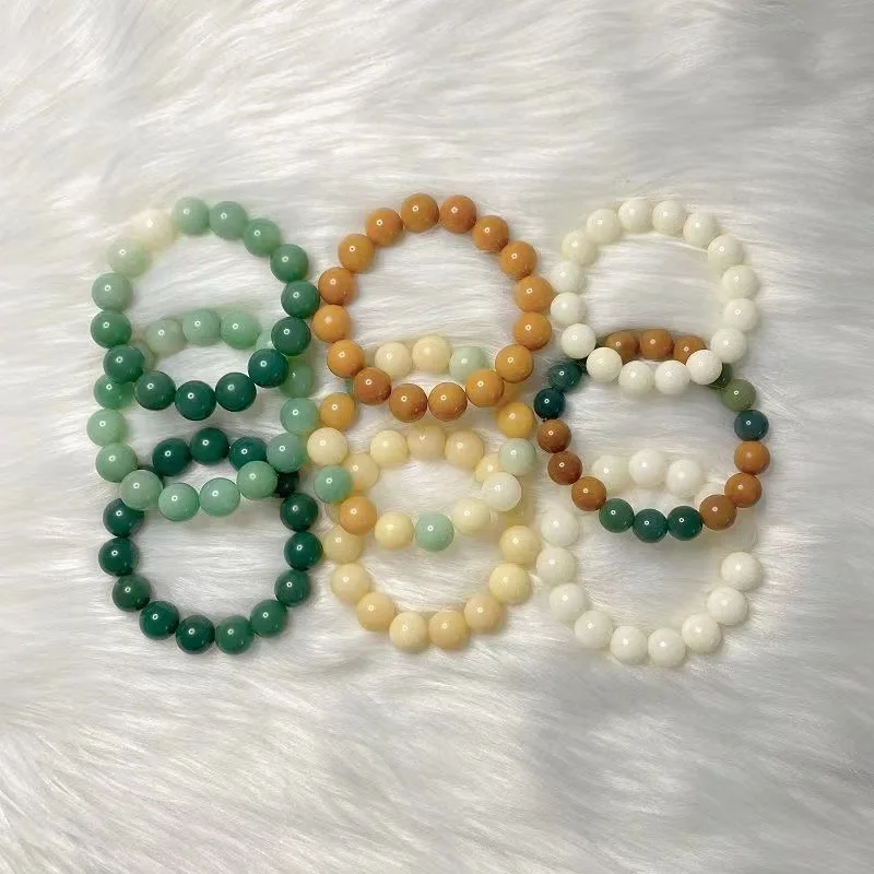 

Ecological Finger Wrapping Soft Gradual Color Green Milk Bodhi Root 14mm Round Wen Play Hand String Buddha Beads for Men and