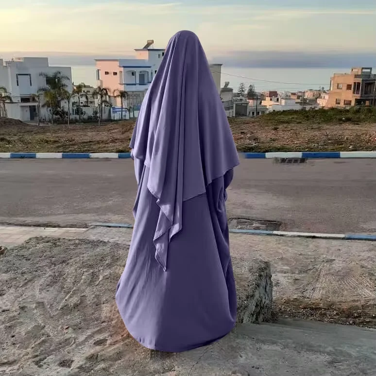 

2PCS Muslim Women Prayer Dress Khimar Hijab Abaya Set Dubai Turkey Kaftan Eid Ramadan Islam Clothing Full Cover Burqa Robe Niqab
