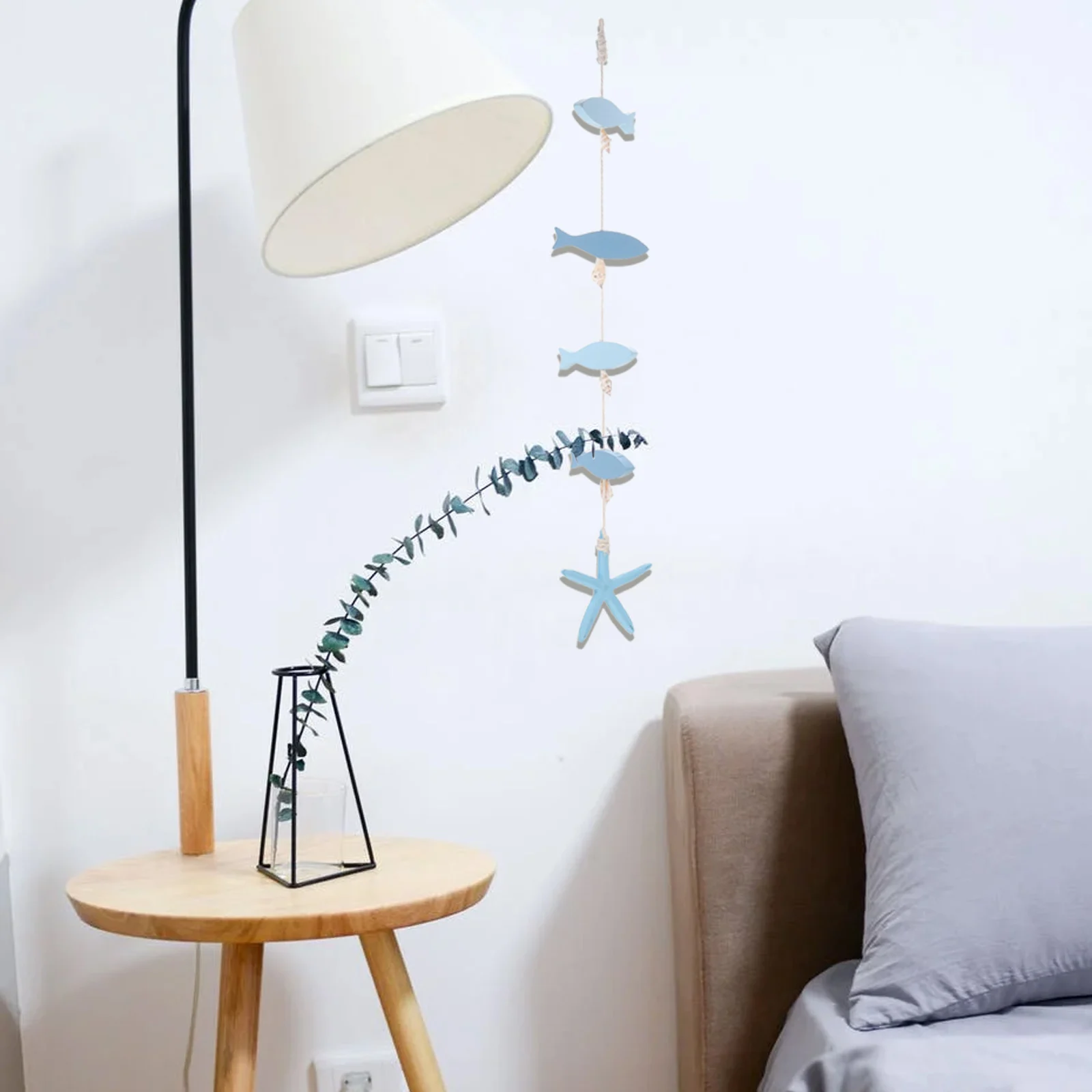 

Wooden Fish Pendants Creative Wall Decor Hanging naments Mediterranean Style Seaside Home Shop Gifts Easy Install Wood Fish