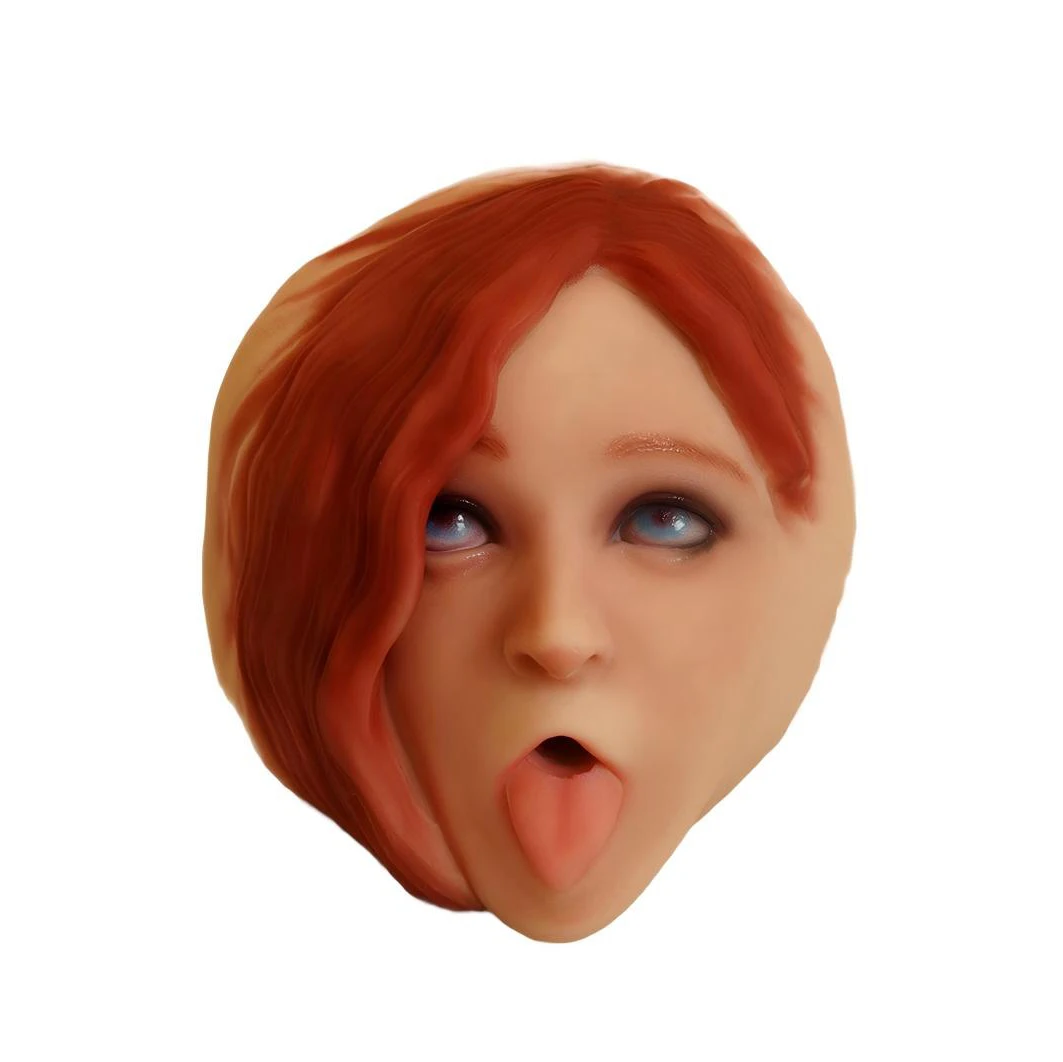 4KG dual-channel insertable silicone head model oral sex doll male masturbation toy with a vagina soft granular material-YUKUI