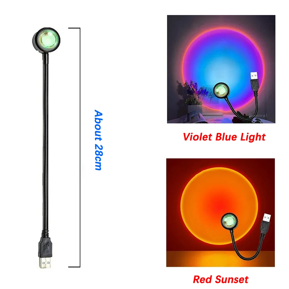 

Светодиодная лампа заката, проектор, USB романтический ночник, неоновая атмосферная лампа, украшение дома, освещение для фотосъемки, декор комнаты