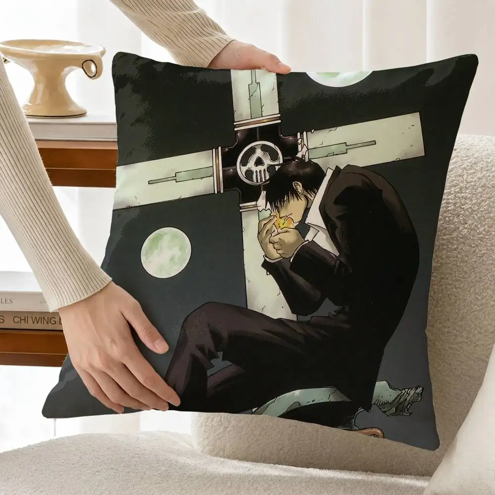 Punisher W-Wolfwood Nicholas D Trigun Customizable Square Pillow case Double Sided Print Sofa Bedroom Decor Cushion Cover