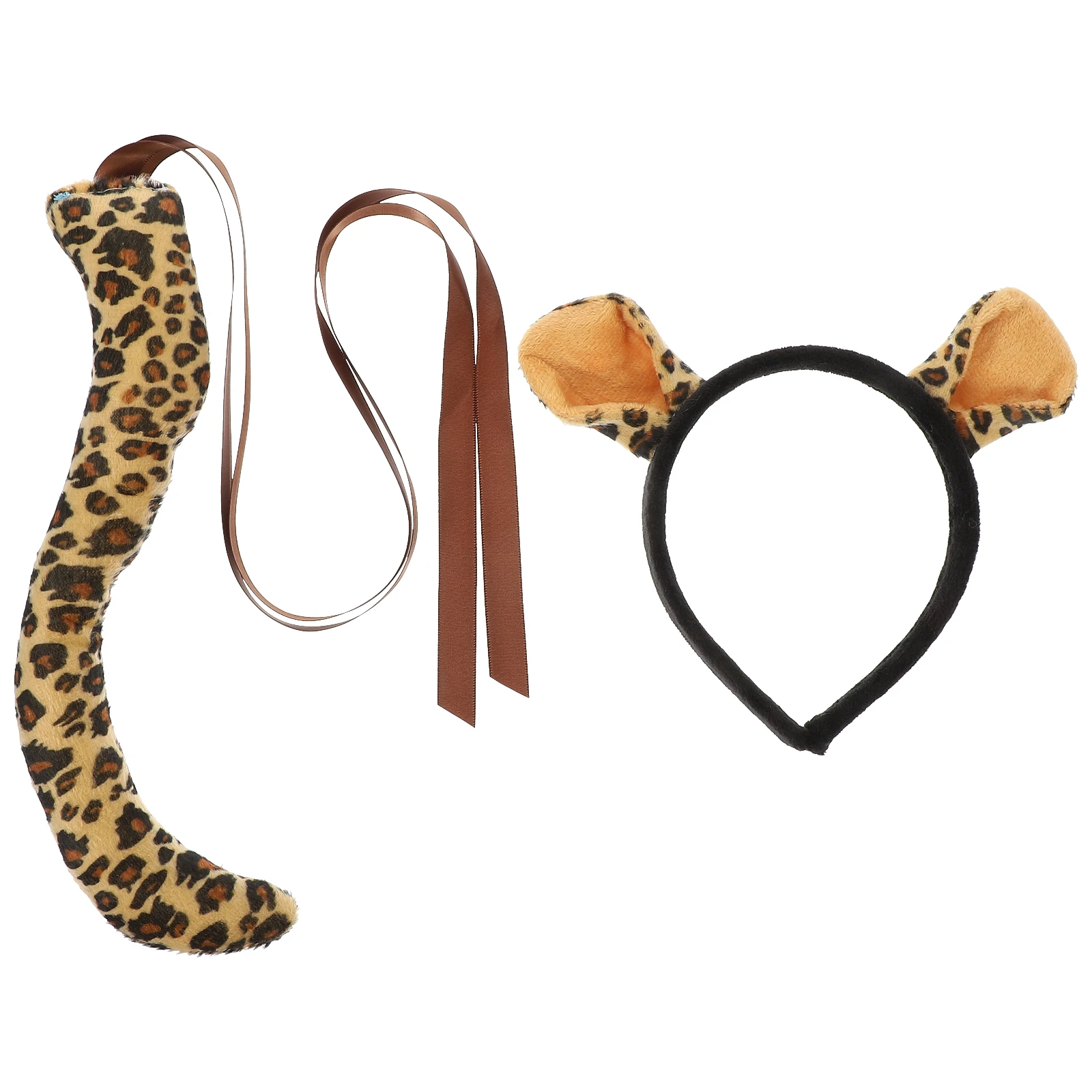 

Cartoon Animal Ears Leopard Headb Children Cosplay Costume Hairb Tail Set Stage Party Accessories Soft Comfortable Secure Fit