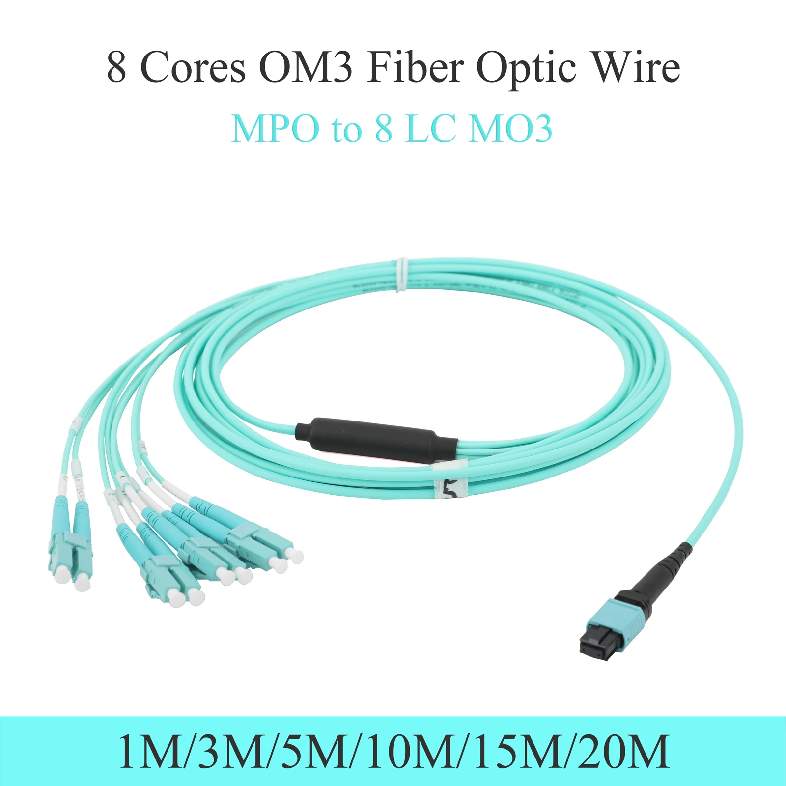 1 قطعة 10 جرام المتعدد 8-core MPO إلى 8LC OM3 الألياف تمديد كابل 1 متر/3 متر/5 متر الألياف البصرية التصحيح الحبل