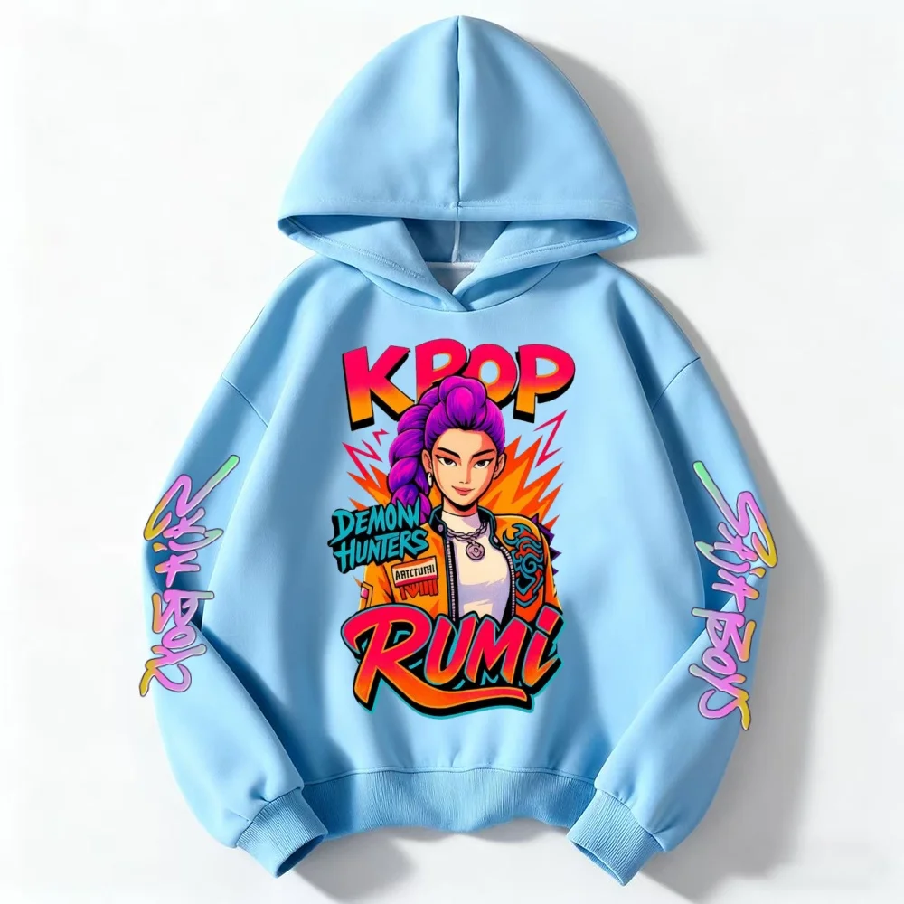 عشاق الفيلم هدية هوديي الفتيات الاطفال Huntrix Kpop شيطان الصيادين الأطفال البلوز لطيف النمر Harajuku هودي للبنين بنات #1