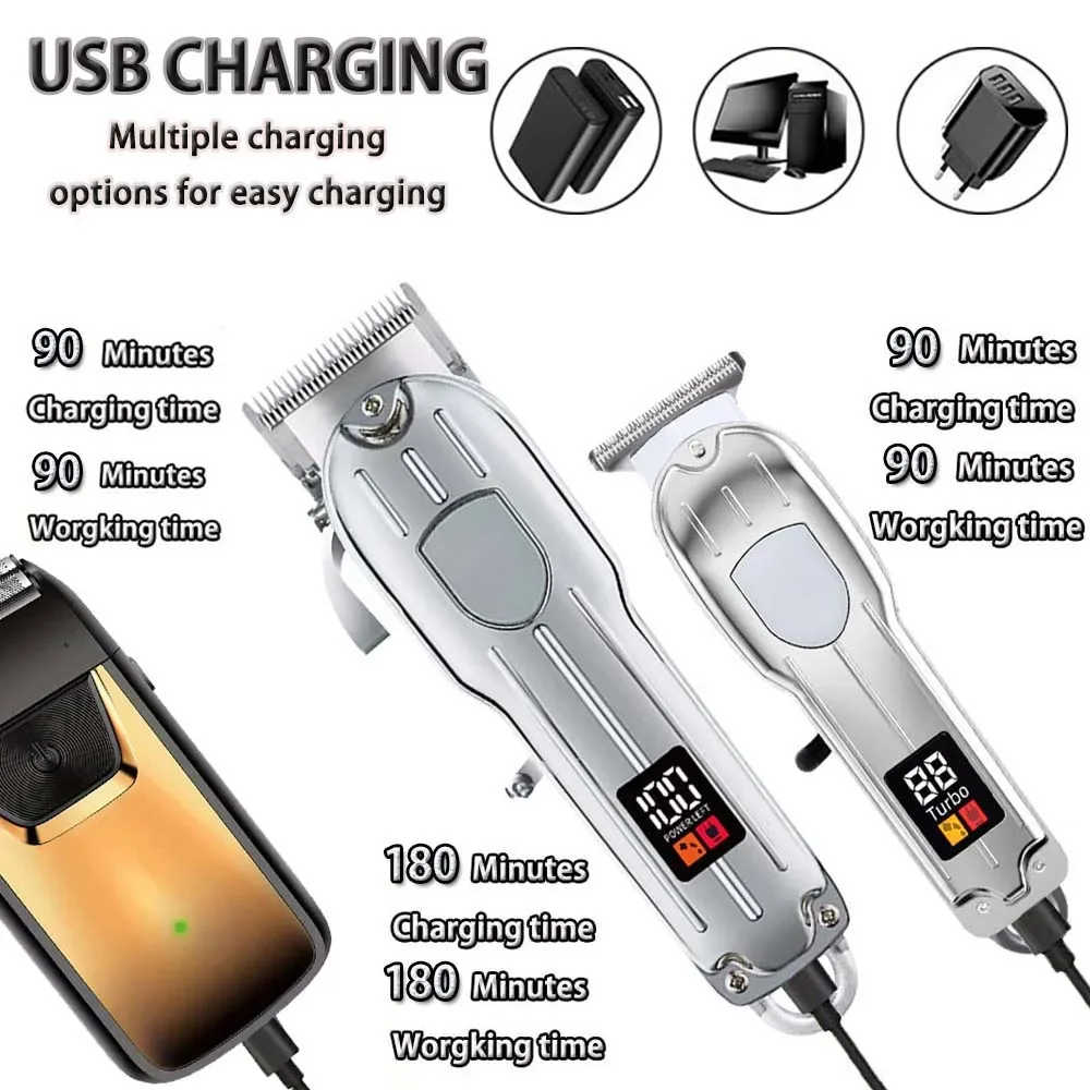 3-in-1-Haarschneidemaschine für Männer, Bartschneider-Sets, Elektrorasierer, Haarschneidemaschine, Trimmer, T-Klinge für Friseur, Zuhause, als Geschenk – Detail 9