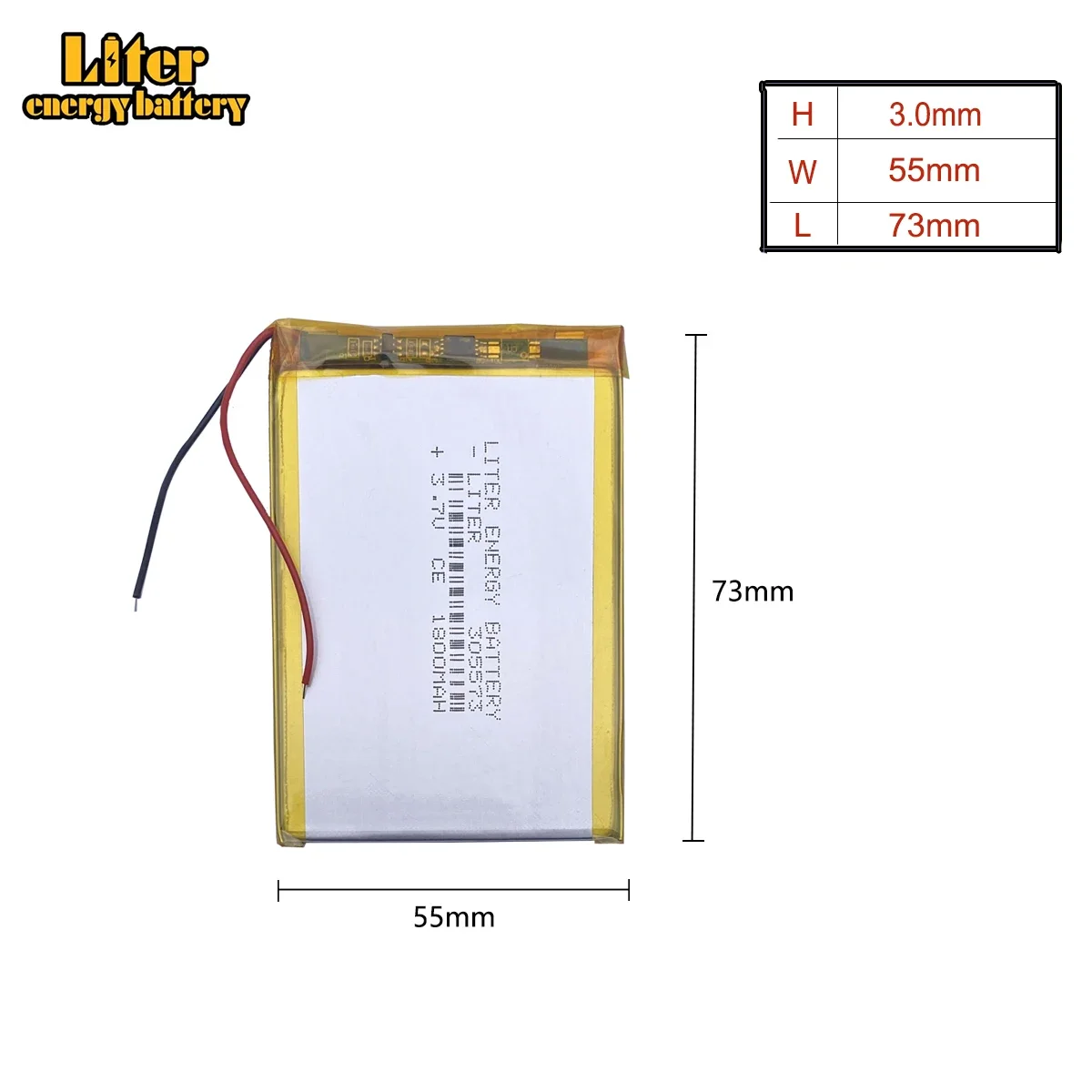 3.7V polymer li battery 305573 PLIB;Lithium ion/polymer lithium-ion batteries, 3 line MP4 MP5 GPS Mobile DVD 1800MA