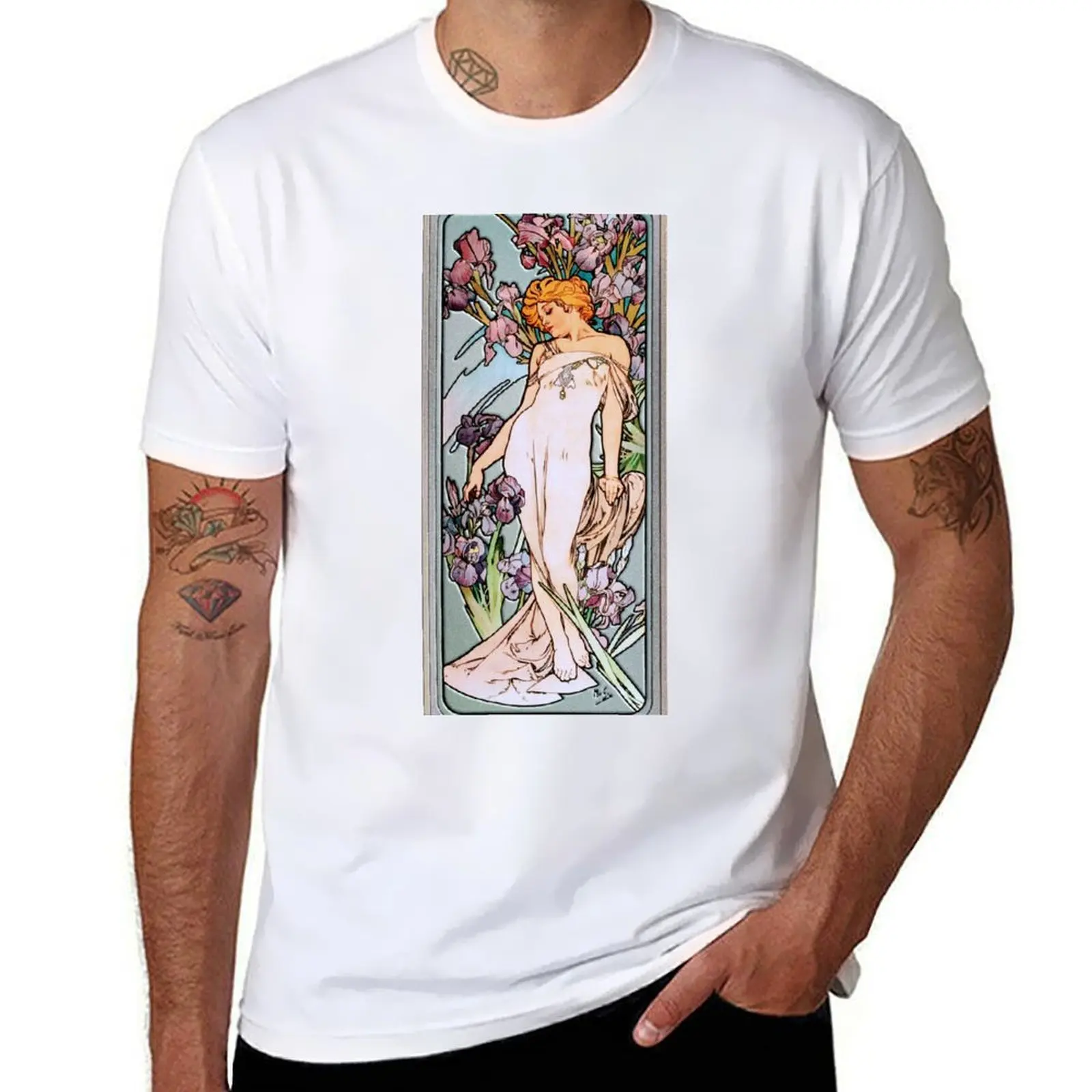 Masters Iris Old Mucha by Reproductions Nouveau Alphonse Art The T-Shirt Breathable Travel T-Shirt