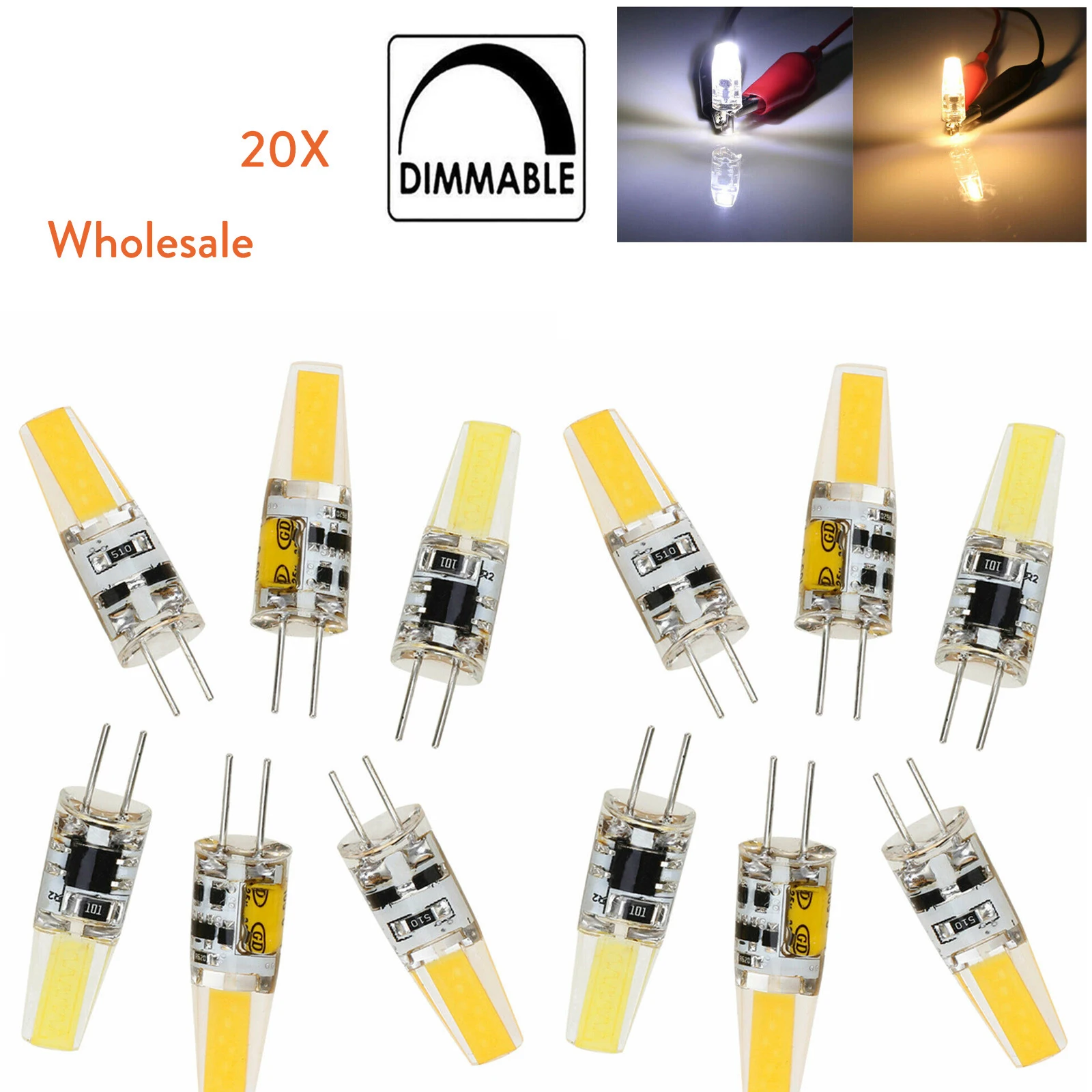 20Pcs Mini G4 Led Silicone Lamp 6W Bulb Dimmable 6 W Lamps Dc 12V Cob Lights 3000K 6000K Bombillas Chandelier Bulbs Replace Home