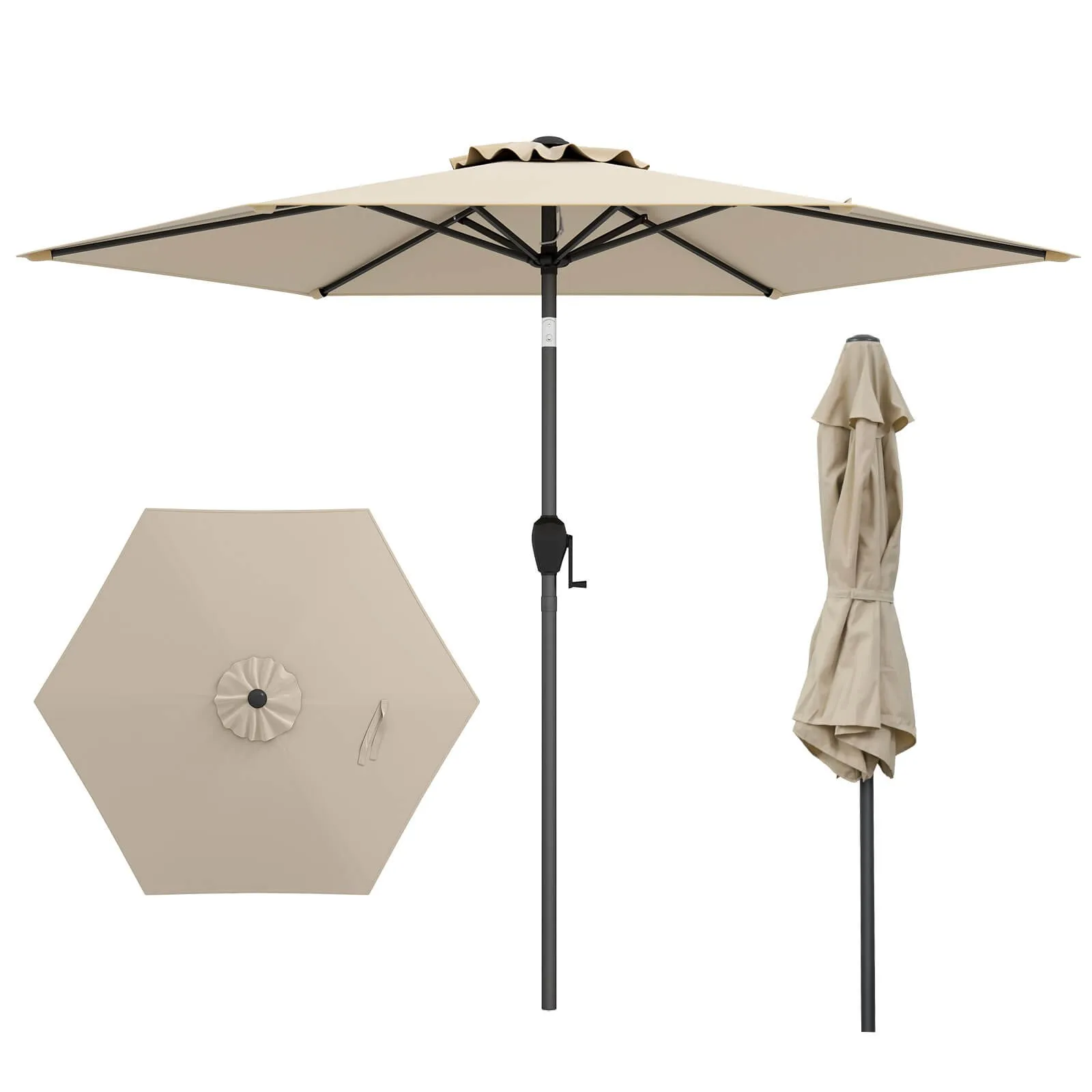 

7.5 ft Patio Umbrella Outdoor Heavy Duty Market Umbrella w/ Push Button Tilt