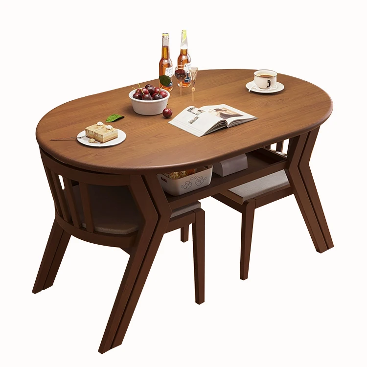 

Solid wood expandable oval coffee table foldable for living room