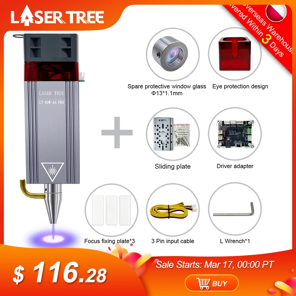 Árbol láser 20W/10W/5W/4W cabezal láser para grabador CNC corte de madera herramientas láser DIY 450nm TTL/PWM módulo láser de luz azul