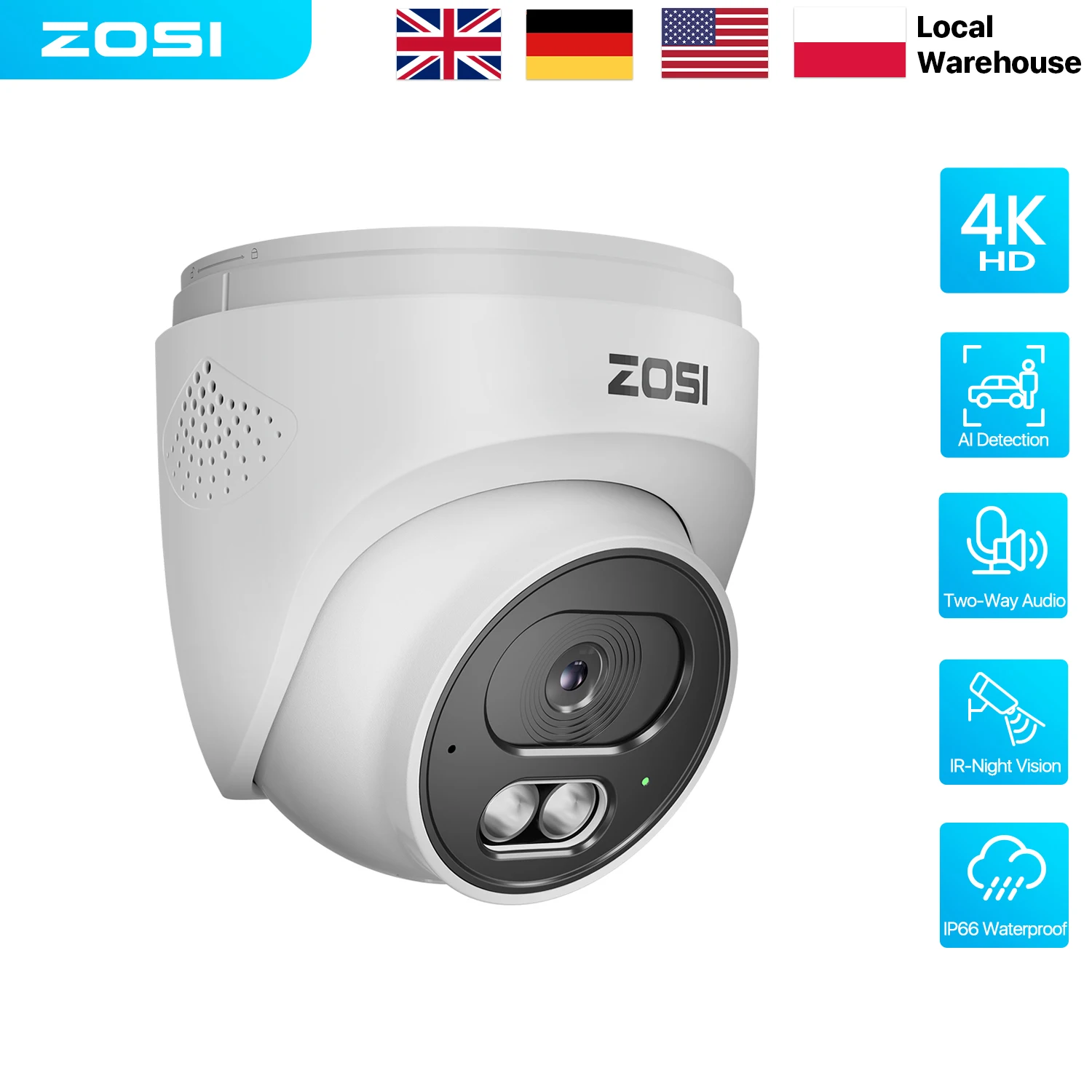 ZOSI 4K 8MP Add-On PoE Camera Outdoor Indoor Wired Dome IP Surveillance Camera for Home Security Only Work with ZOSI PoE CCTV NVR