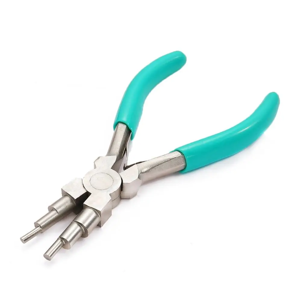 6 in 1 Jewelry Pliers 6-Steps Multi Size High Carbon Steel Loop Forming Pliers Wear-resistant Heavy-duty Round Nose Pliers