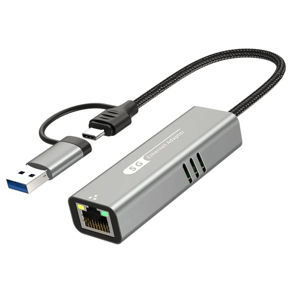 USB 3.0+Type-C-5G 유선 네트워크 카드 어댑터 1000Mbps 네트워크 어댑터 노트북 Win10/11/Mac OS용 RJ45 네트워크 포트