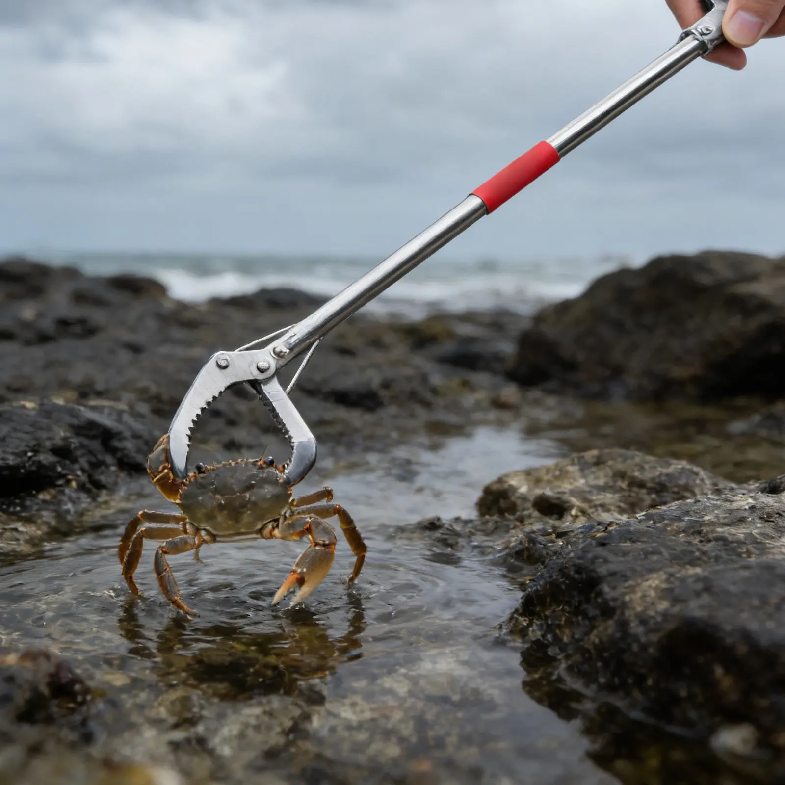 

100Cm Heavy Duty Stainless Steel Tongs for Crabs Eels Snakes Corrosion Resistant Saltwater Use Comfortable Grip Long Handle Sea