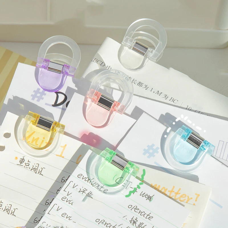 1 Box Multi-functional Acrylic Clip Transparent Paper File Document Classification Clips Index Holder Clamp Office Sorting