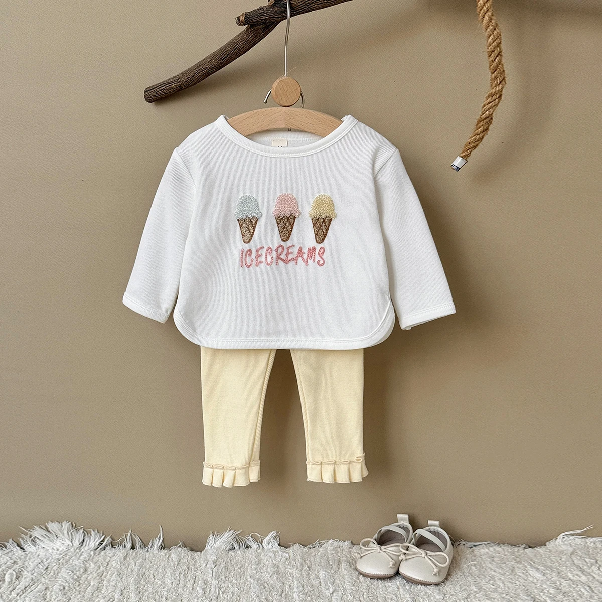 Cotton Baby Girl Three Sweet Tube Patchwork Sweatshirt Elastic Waistband Solid Pants Fall Outfits Baby Newborn Items