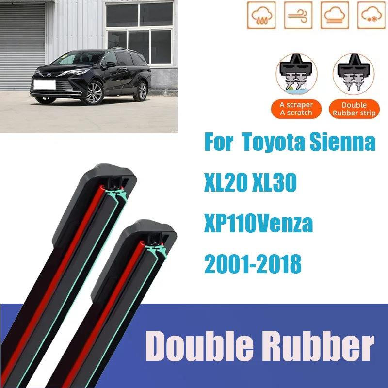

For Toyota Sienna XL20 XL30 XP110Venza Front Windshield Wiper General Motors Multifunctional Double Rubber Strip Wiper Wholesale