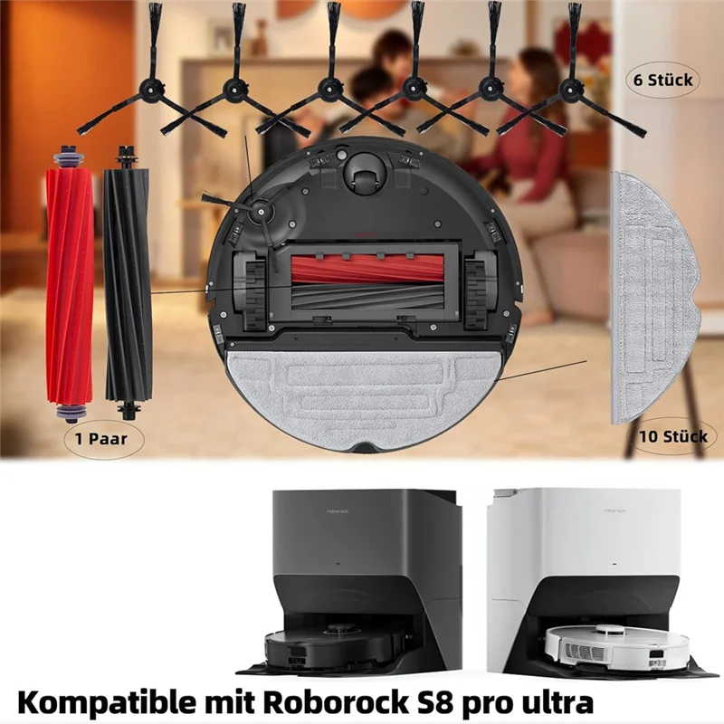 

ABJY-For Roborock S8 S8 Pro Ultra S8+ Spare Parts Main Side Brushes Mop Cloths HEPA Filters Dust Bags Replacement Parts