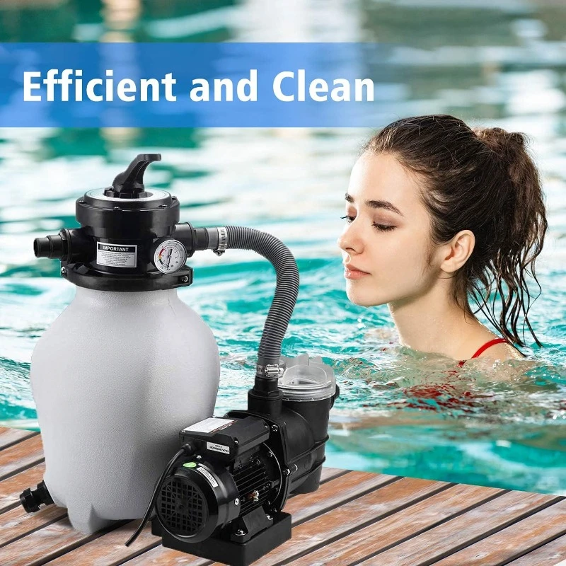 14 inch Sand Filter Pump System  with 0.5HP Prefilter Pool Pump 115V 6ft Power Cord for Easy Installation，home.