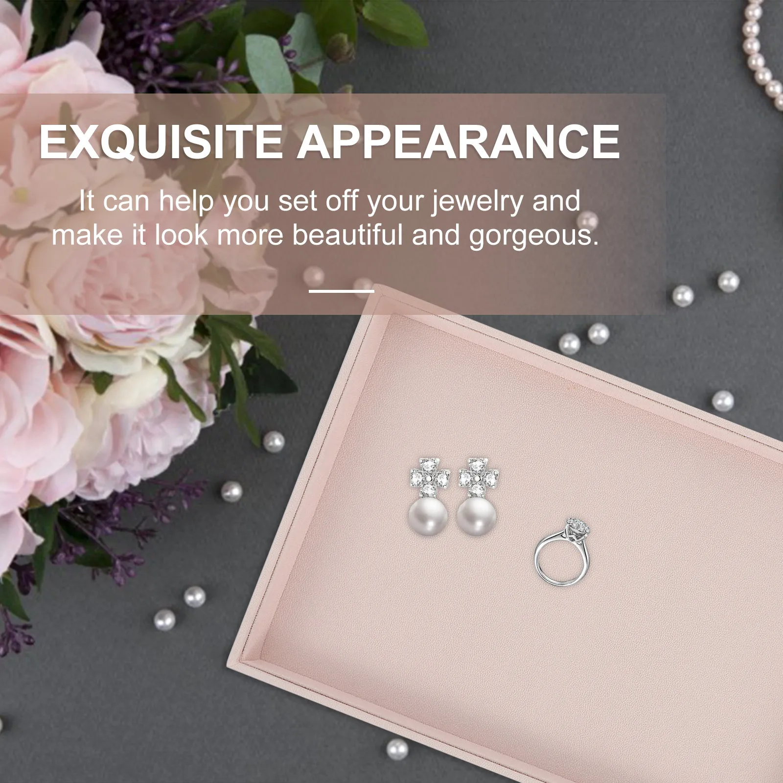 

Подставка для украшений из флиса с бусинами, 1 шт., с прочной рамкой из МДФ, настольный органайзер для хранения колец, ожерелий, серег