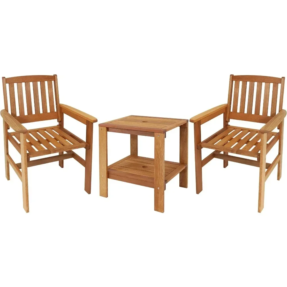 

Patio Furniture Outdoor Set Meranti Wood 3-Piece Outdoor Patio Conversation Set - 2 Chairs and 1 Table - Teak Oil Finish Camping