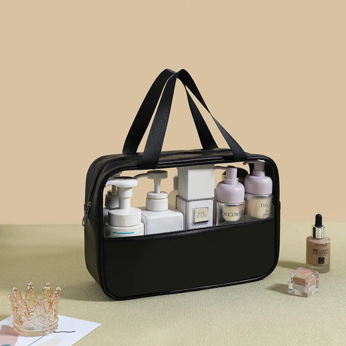 Transparent PVC Toiletry Bag Waterproof Makeup Travel Organizer for Women Shower Pouch Cosmetic Storage Case Portable Bathroom