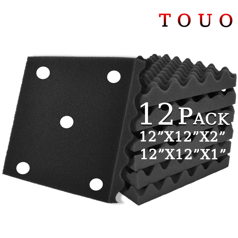 

TOUO 12 Pcs Egg Crate Acoustic Foam Home Studio Acoustic Treatment High Density Sound Absorbing Panel Home Decoration