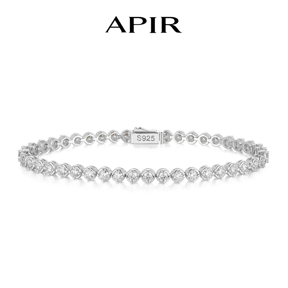 

APIR 2.5mm Round Cut Moissanite Tennis Bracelet For Women 14K Gold Plated Sparkling Diamond Bracelets Luxury Jewelry Lady Gift