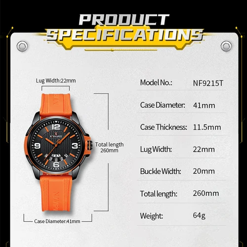 Imagen 2 del producto NAVIFORCE Reloj de pulsera creativo con correa de TPU para Hombre, Reloj deportivo de moda resistente al agua hasta 3ATM con indicador de fecha y día de cuarzo, Relojes para Hombre