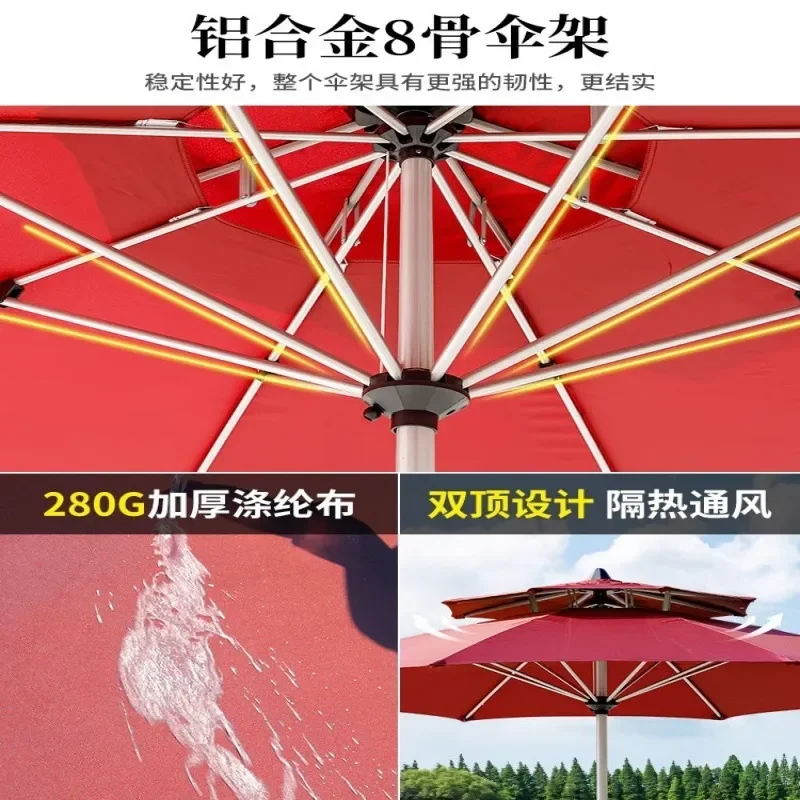 Outdoor Central Column Parasol Large Sun Umbrella for Courtyard Terrace Garden Cafe Store Commercial Patio Shade