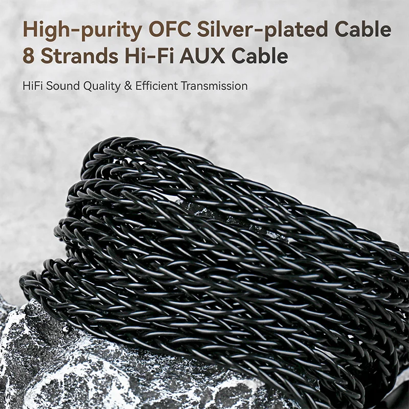KBEAR AUX08plus AUX Cables 1.4m/2m 8-strands HiFi Speaker Cable Male to Male For Phone Headphone Car MP3