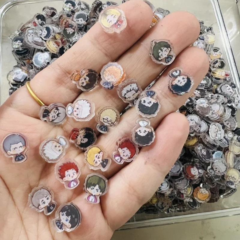 110pcs anime Haikyuu!! 1cm Acrylic Pendant kawaii volleyball boy DIY Accessory Keychain PP Clip Patch Waterproof Childrens Toys