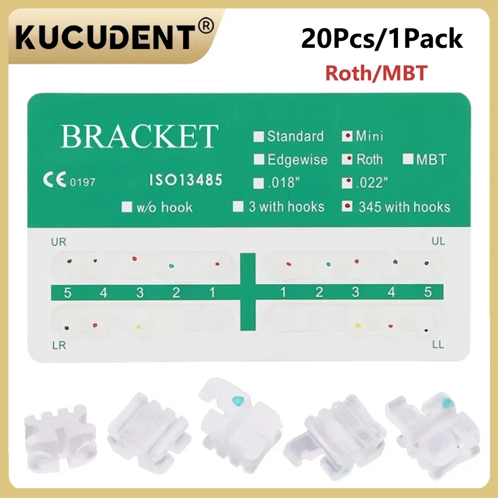 KUCUDENT 20 teile/satz Dental Keramik Klammern Kieferorthopädische Klare Unsichtbare Zahnspangen Roth/MBT 022/018 345H Zahnmedizin Ortho Materialien