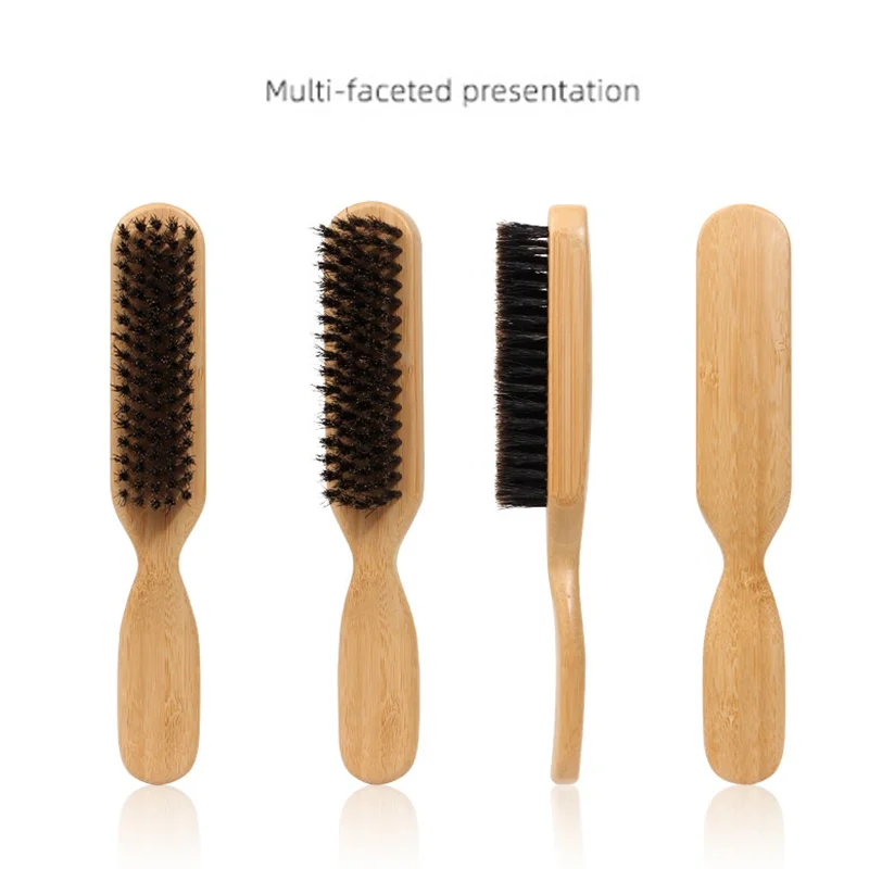 1pcs Men Beard Hair Styling Brush Bamboo Boar Bristles Brush Suitable for Salon Home Multifunctional Cleaning Brush Barber Tool