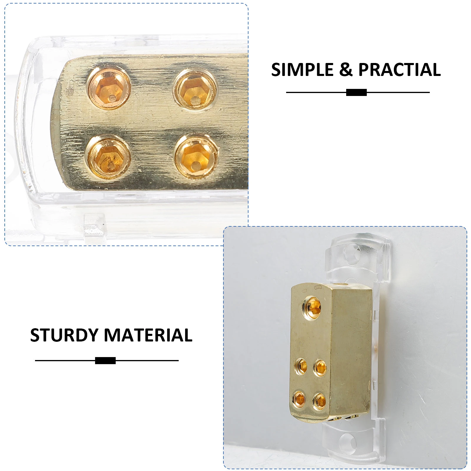 

Gold Plated Zinc Alloy Car Audio Power Distribution Block ABS Material Ground Distributor Splitter Box Four Way Separator