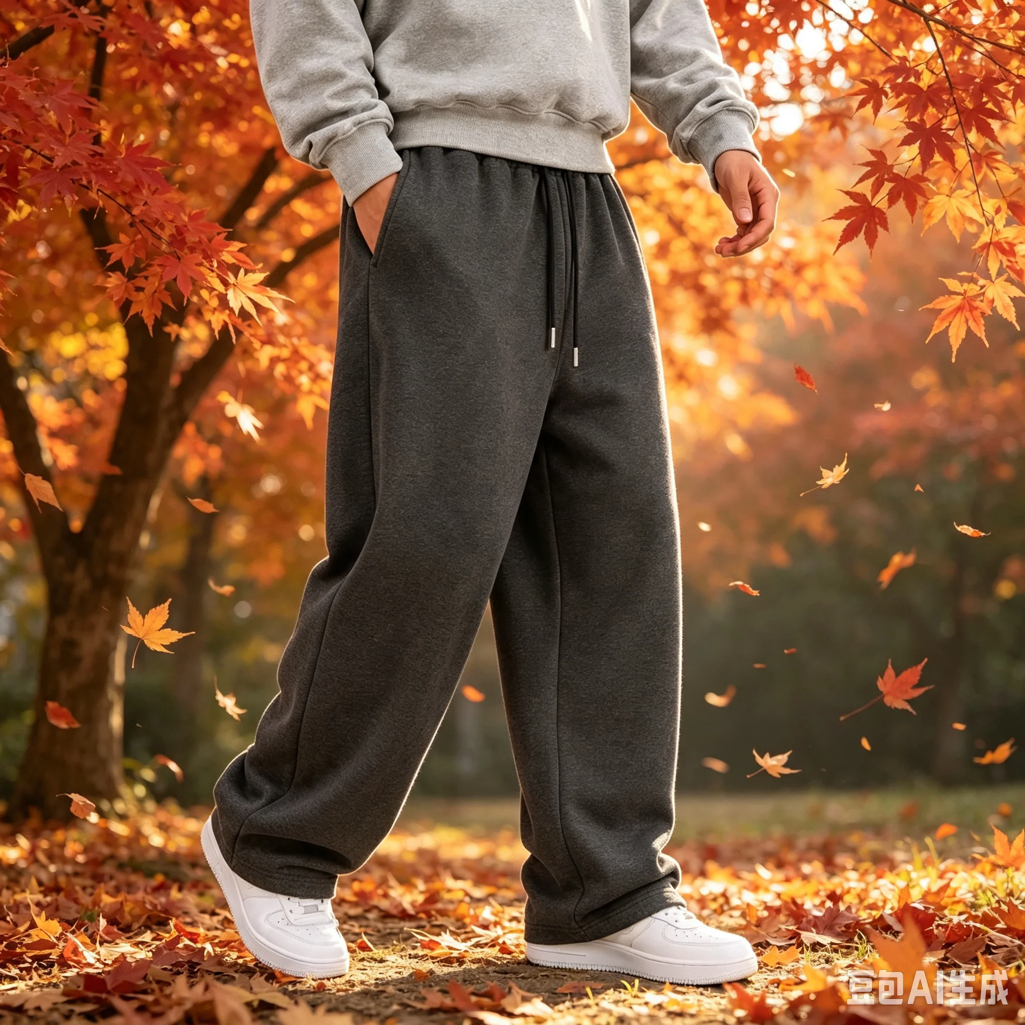 2025 men's wide leg sweatpants, European and American men's and women's sweatpants, waist drawstring straight leg loose casual s