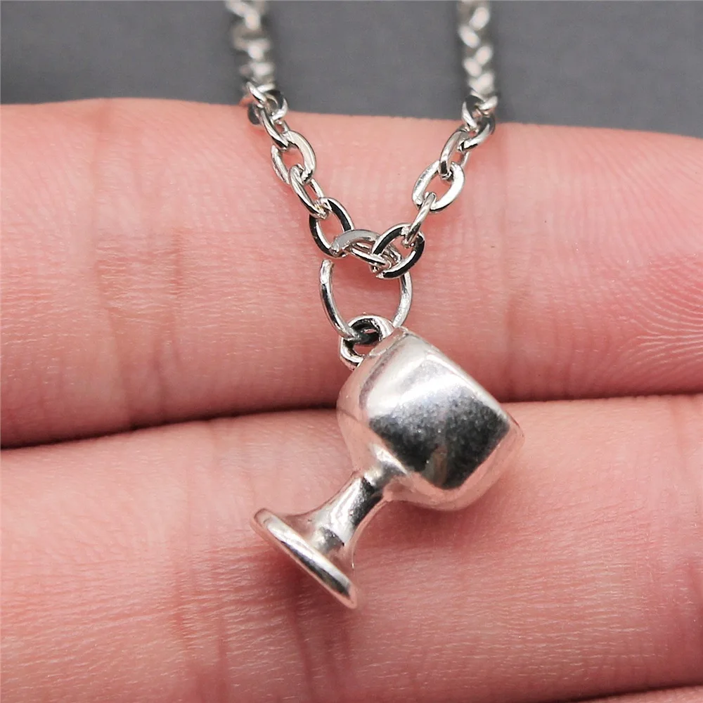 Dropshipping Antique Silver Color 12x13mm Goblet Pendant Necklace For Women