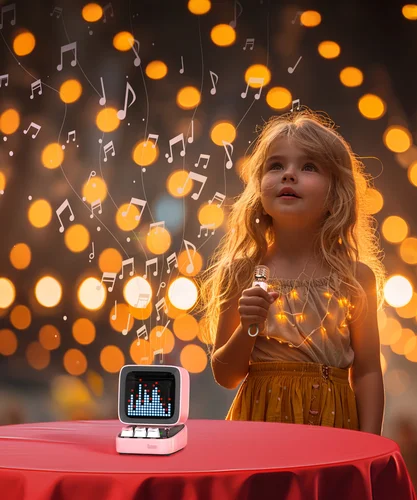 Imagen 2 del producto Ditoo Altavoz Bluetooth Retro Pixel Art Juego Portátil con Pantalla Frontal Controlada por Aplicación LED 16X16 (Rosa) Tablero de Pantalla LED DIY