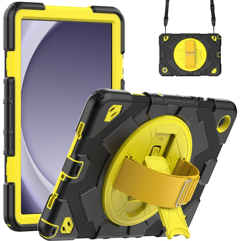 

Hybrid Case 360 Rotating Stand Armor Cover Case Shoulder Strap for Samsung Galaxy Tab A9 Plus X210 Anti Fall Case