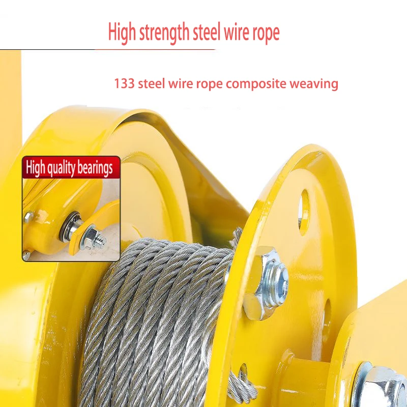 1800 Pounds 10/5m Wirerope Hand Operated Winch Portable Winch Manual Traction Hoist Winch Crane Bidirectional Self-locking