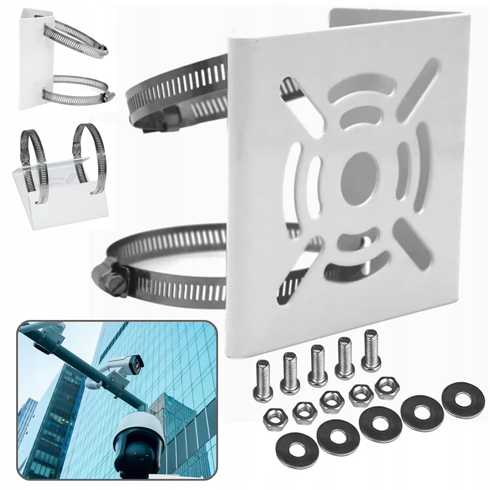 Support de poteau vertical universel pour caméra de sécurité, support en métal solide avec boucles, adapté aux caméras CCTV, aux éclairages LED muraux/de scène, aux panneaux solaires