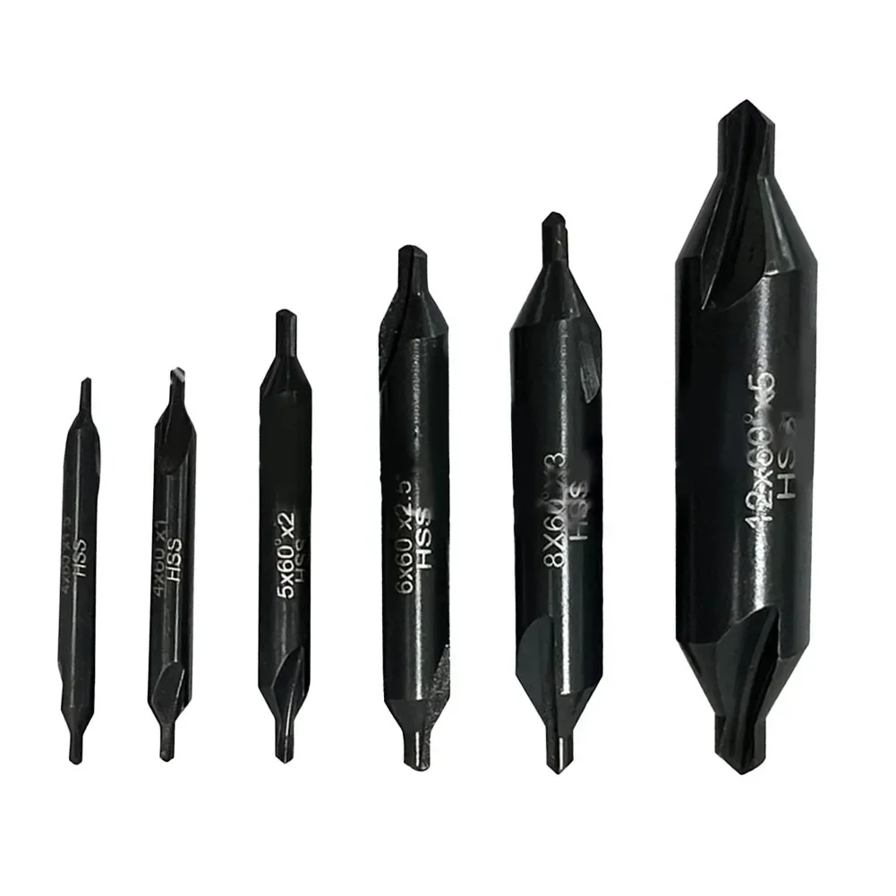 6PCS HSS Combined Center Drills Countersinks Angle Bit Set Center Spotting Drill Mill 1.0mm 1.5mm 2.0mm 2.5mm 3.5mm 5mm Drill Bi