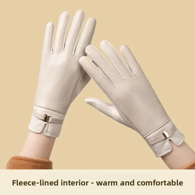 Warm Gloves Women Autumn Winter Velvet Thickened Touch Screen Windproof Cold Proof Skiing Driving Cycling Gloves Thermal