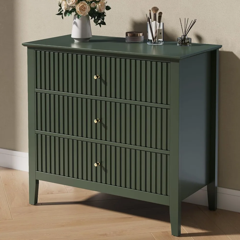 

Recessed three-drawer dresser, 32 inches wide, bedroom bedside table, modern wooden dresser with 3 drawers