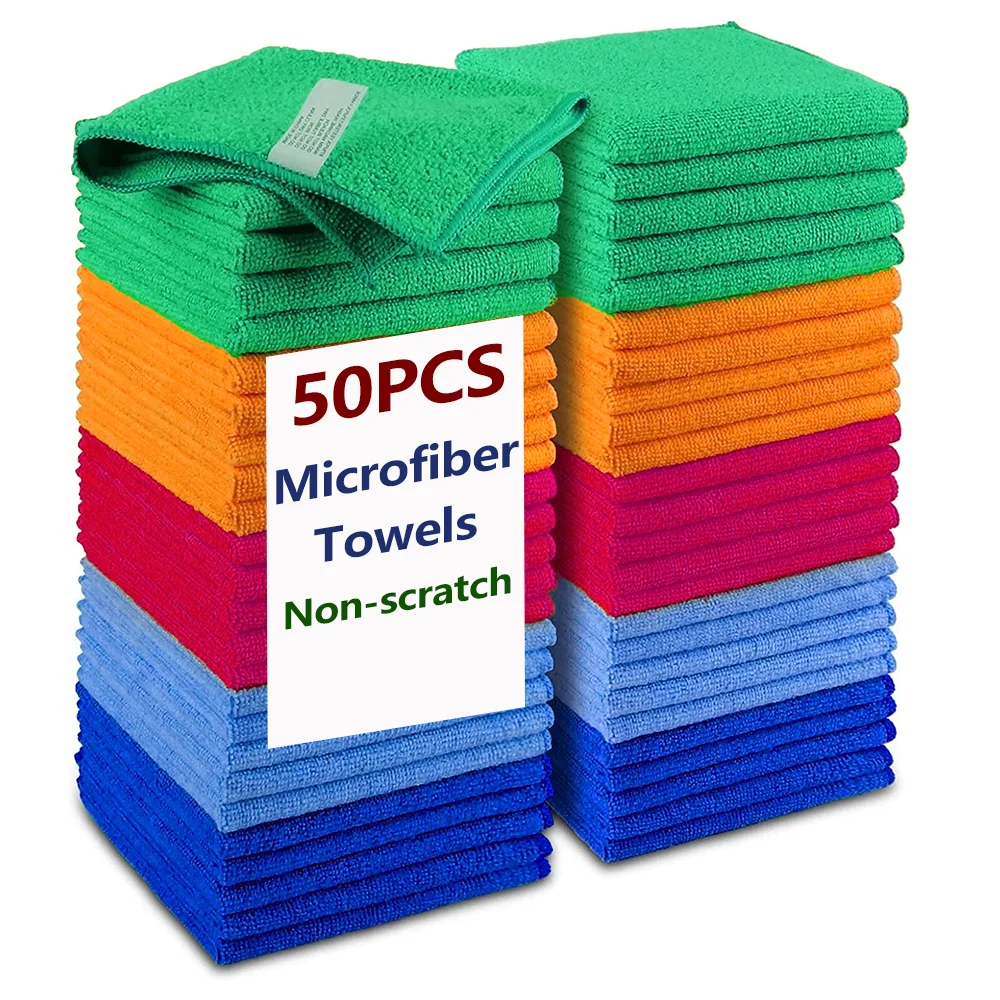 

50PCS Microfiber Cleaning Cloth Dishwashing Cloth Super Absorbent Streak-Free Cleaning Household Rag Multi-Purpose Cleaning Tool