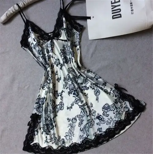 Sexy Sleepwear Lady Sexy Silk Satin Night Dress V-neck Nightgown Plus Size Nightdress Lace Nightwear for Women Nighty for Ladies - Image 12