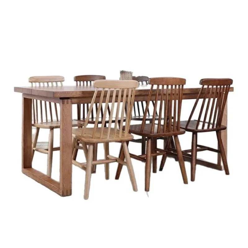 Nordic all solid wood long table household simple ash wood negotiation table Japanese log large board table