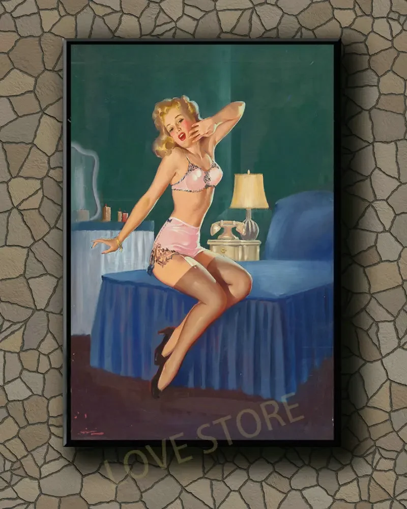 P325 Vintage Beautiful Pin-up Girl Classic Picture 453 Silk Fabric Poster Art Decor Indoor Painting Gift